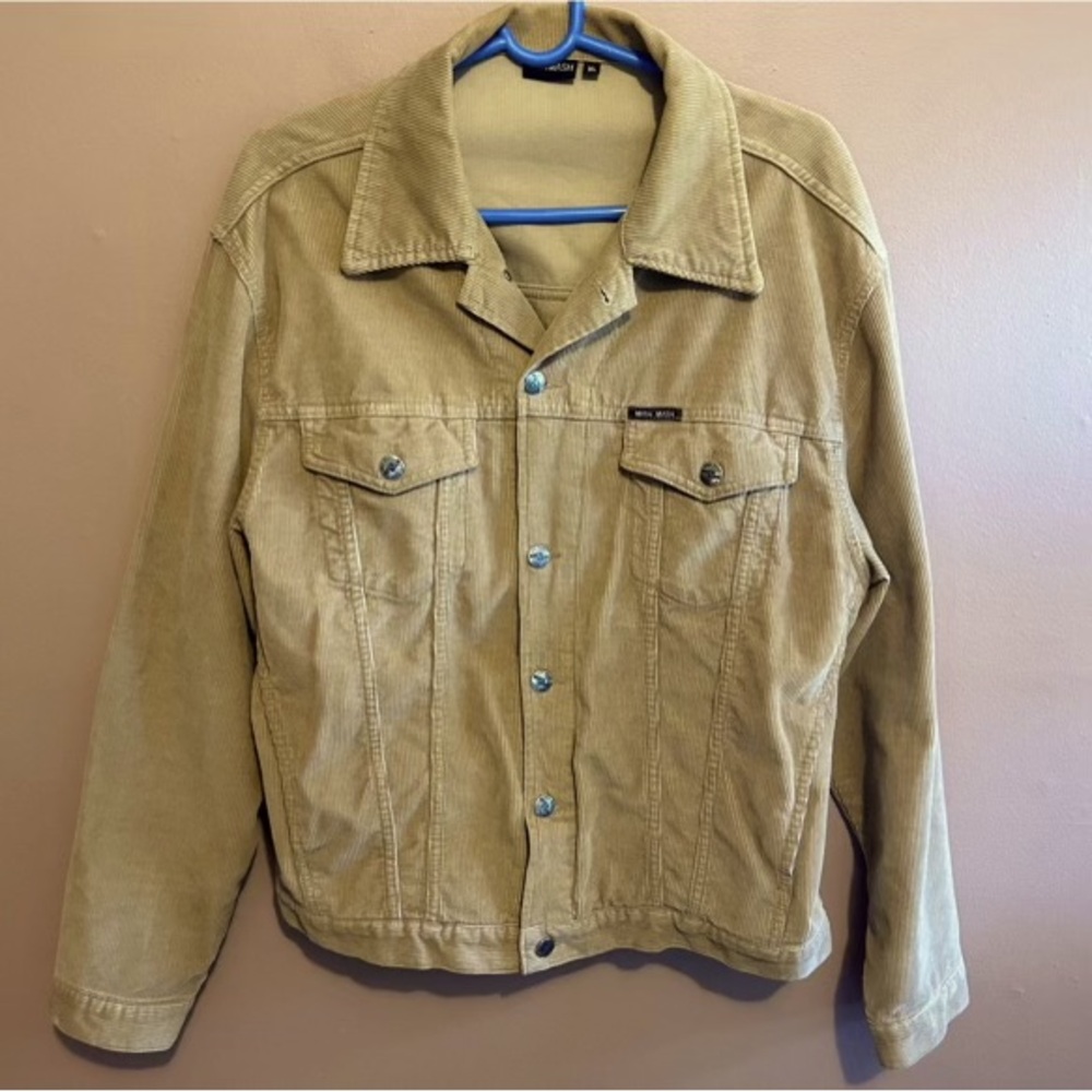 Corduroy denim style jacket. Buckwheat tan. Made in Europe. Mish Mash